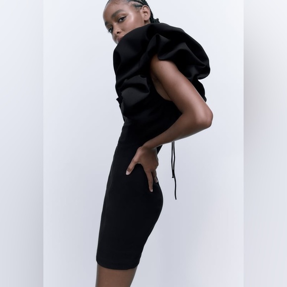 ZARA VOLUMINOUS SHORT DRESS - Picture 8 of 9